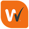 Wise Benefits logo featuring a black stylized 'W' with an orange checkmark on an orange rounded square background.