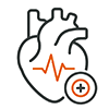 Illustration of a heart with a heartbeat line and medical cross representing critical illness insurance.